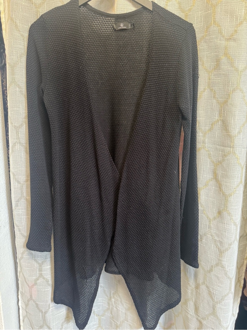 Volcom Black Open-Front Lightweight Knit Cardigan